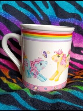 🩷💛 Vintage 1985 G1 My Little Pony Ceramic Mug Hasbro Bradley Bowtie Posey Baby